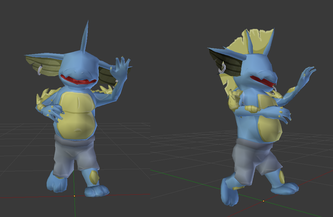 3D cartoon cute monster with big ears waving