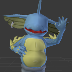 3D cartoon cute monster with big ears waving thumbnail