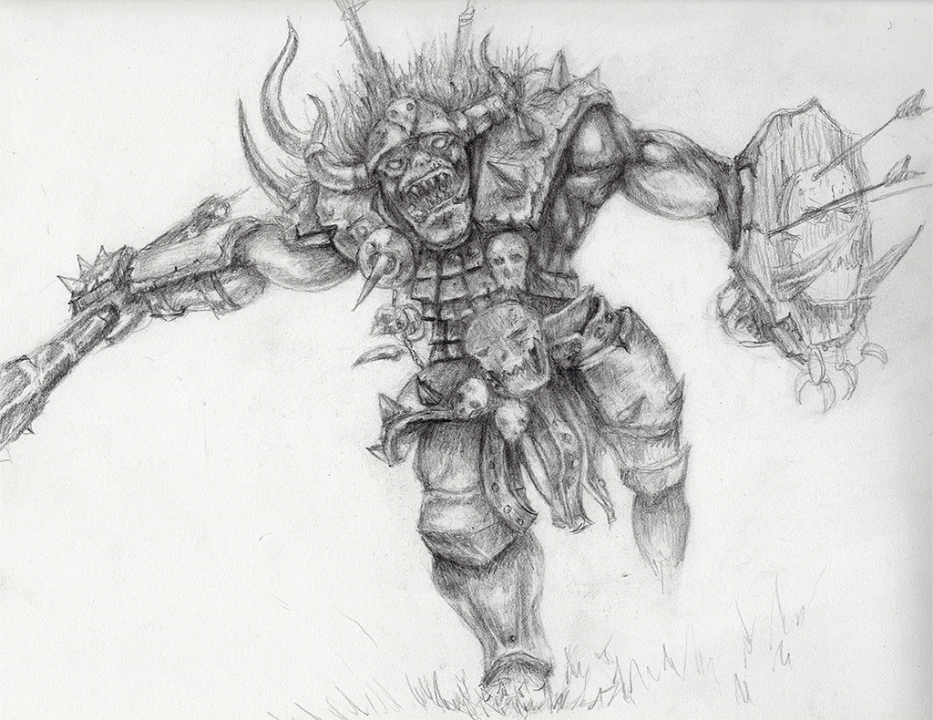 Orc charging with weapons drawn
