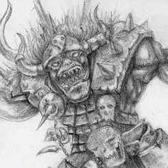 Orc charging with weapons drawn