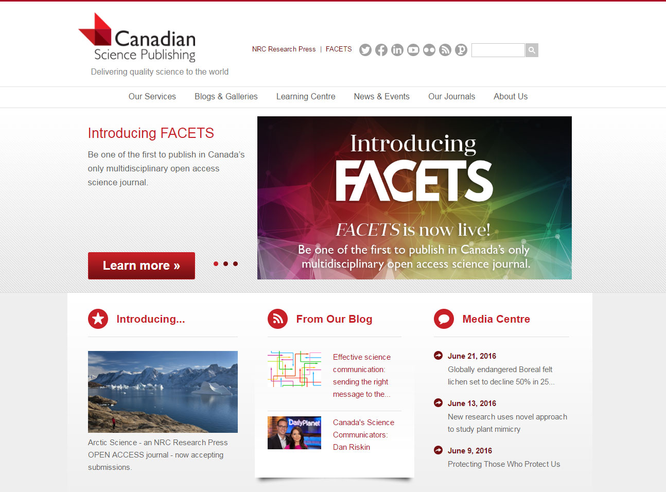 Screenshot of Canadian Science Publishing website