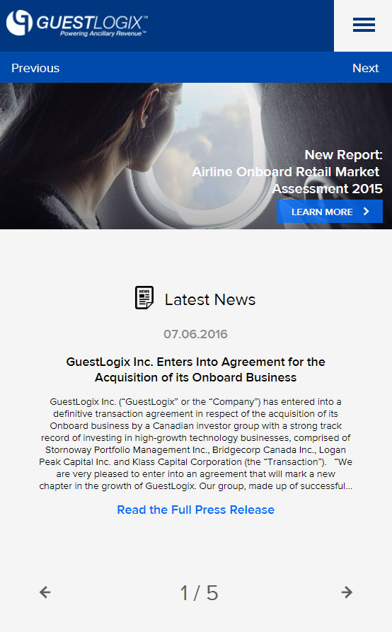 Screenshot of Guestlogix website