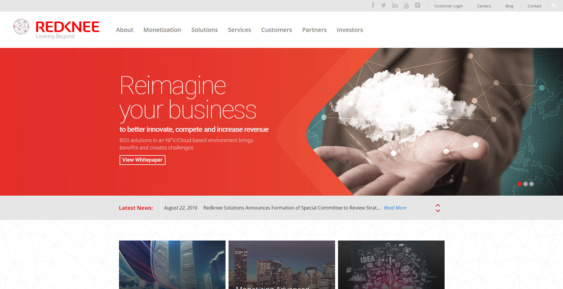 Screenshot of Redknee Website